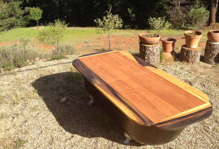 Olive Wood Bathtub Cover For Outdoor Cast Iron Tub